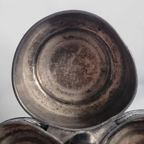 Antique Meriden Quadruple Plate #332 Condiment Bottle Holder Bird & Fruit Design - Picture 10 of 15